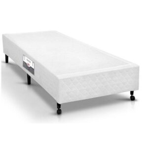 Cama Box Simples Castor Solteiro Poli Branco 100x200x27cm